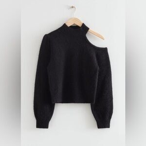 &Other Stories Open-shoulder in Black Mohair Sweater NWOT Size XS